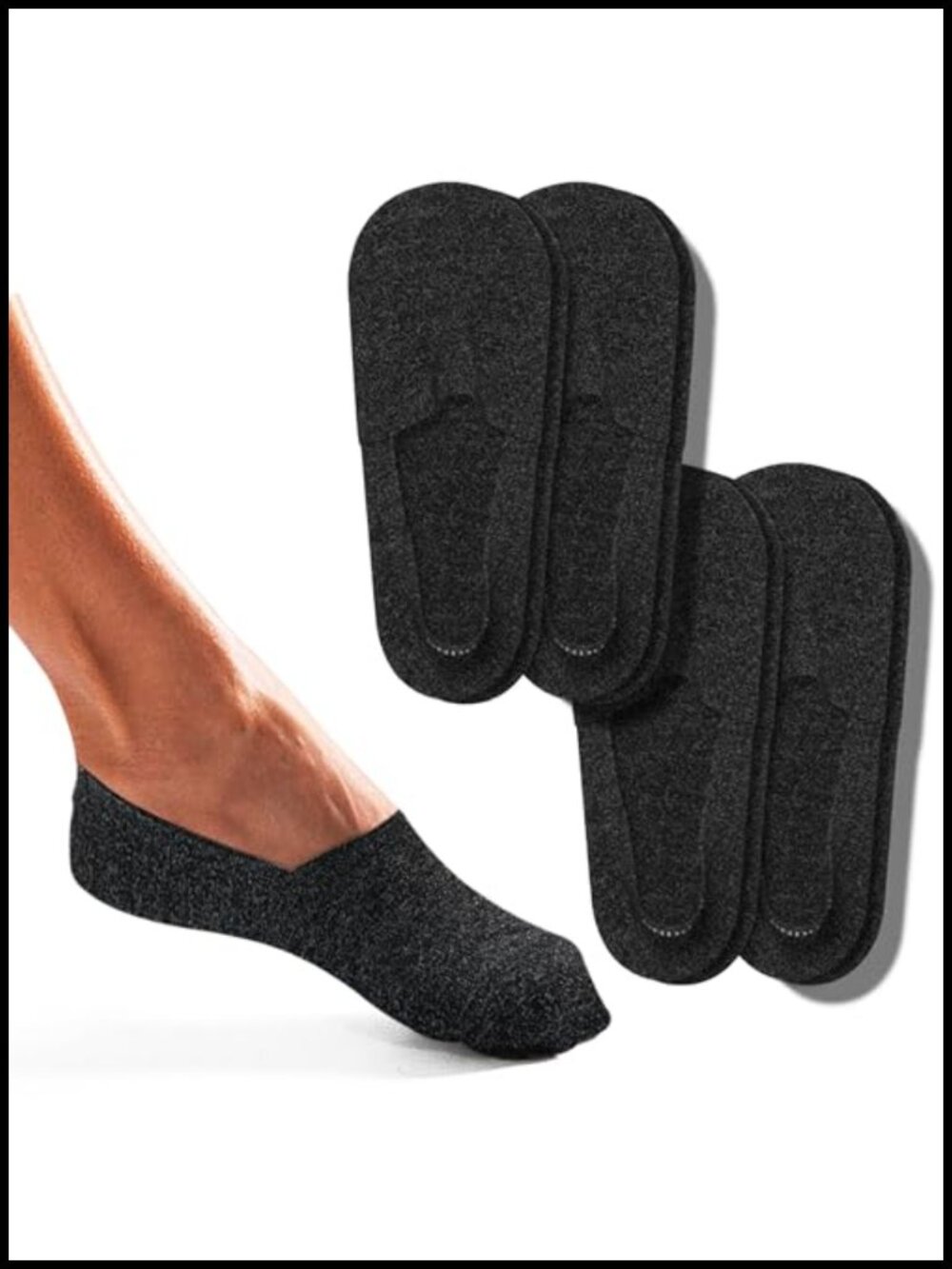 Merino Wool No Show Socks 4 Pairs Non Slip Low Cut Liner